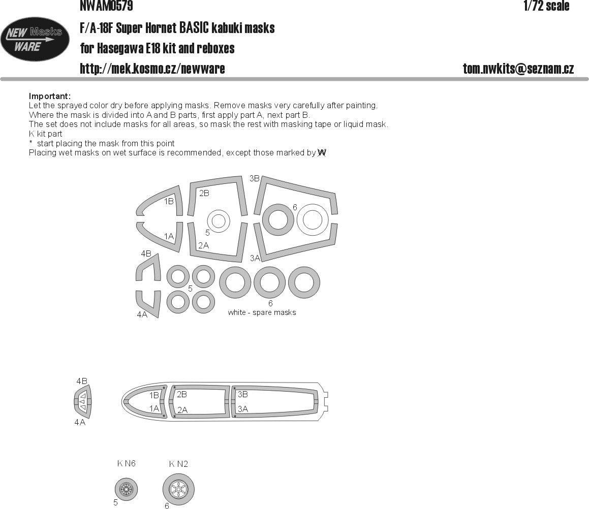 New Ware NWAM0579 1:72 Boeing F/A-18F Super Hornet BASIC Kabuki Masks