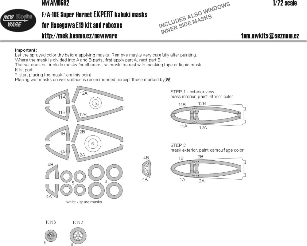 New Ware NWAM0582 1:72 Boeing F/A-18E Super Hornet EXPERT Kabuki Masks