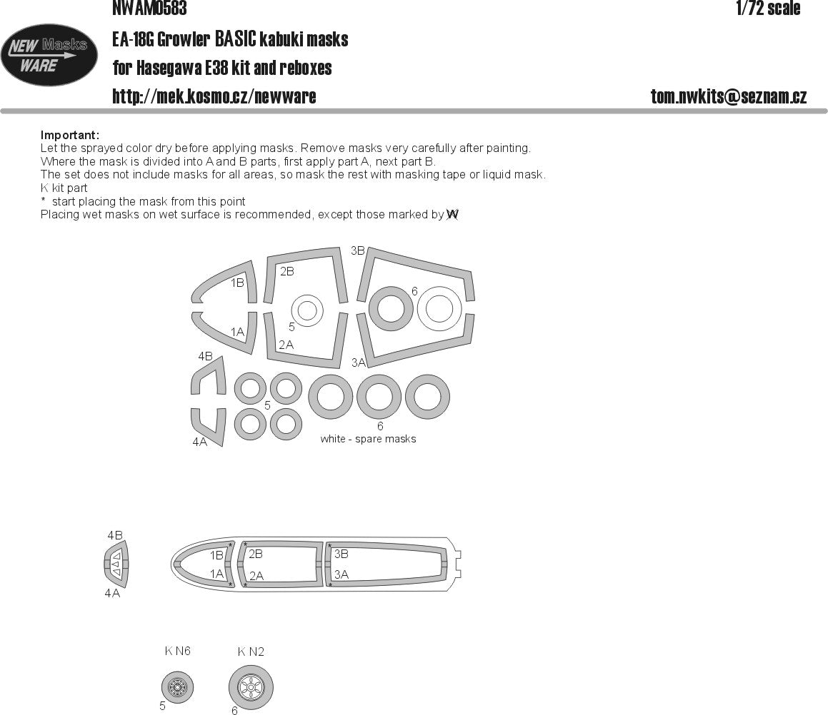 New Ware NWAM0583 1:72 Boeing EA-18G Growler BASIC Kabuki Masks