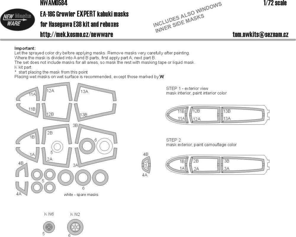 New Ware NWAM0584 1:72 Boeing EA-18G Growler EXPERT Kabuki Masks