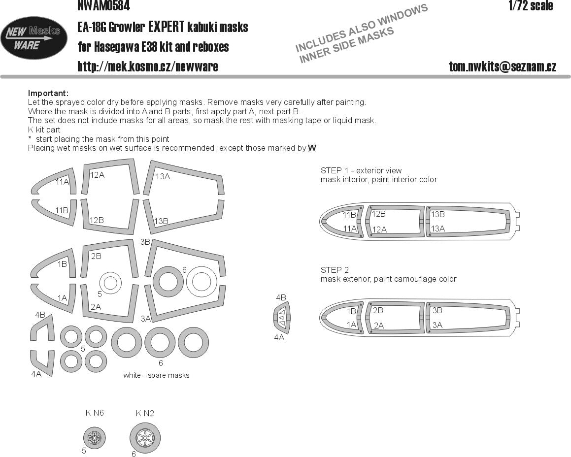 New Ware NWAM0584 1:72 Boeing EA-18G Growler EXPERT Kabuki Masks