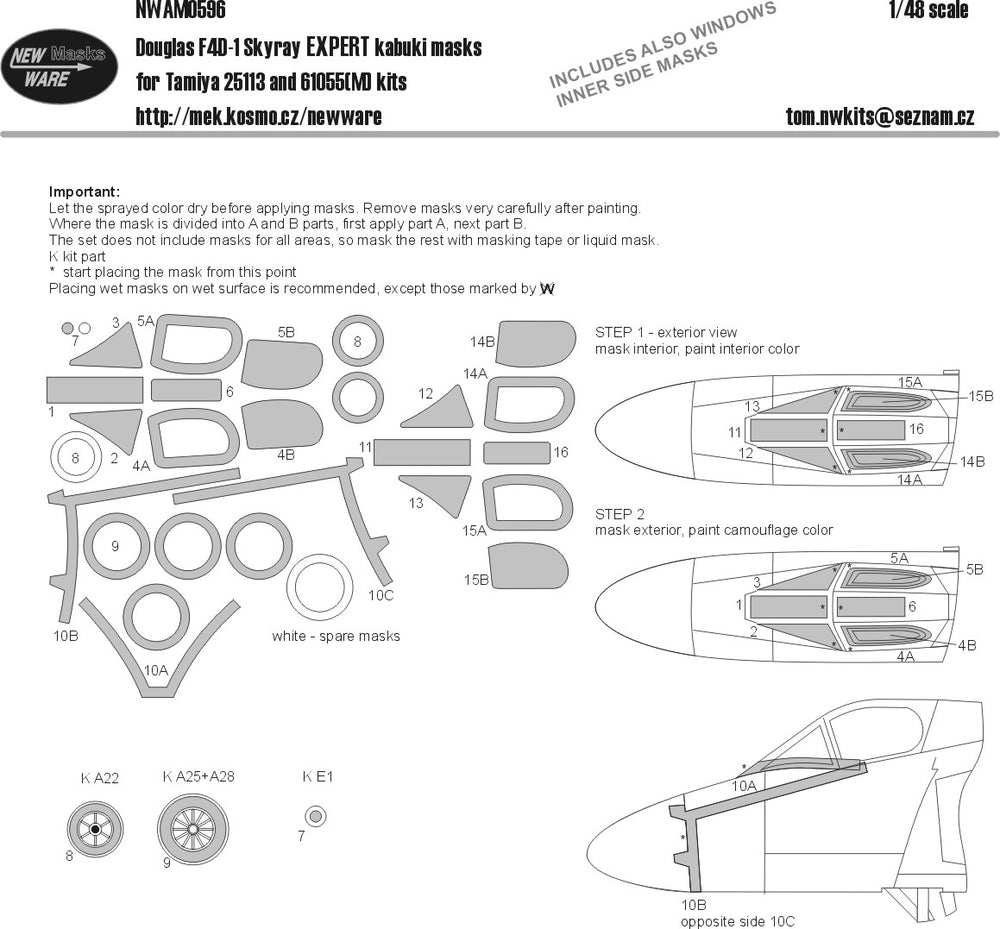 New Ware NWAM0596 1:48 Douglas F4D-1 Skyray Expert Kabuki Masks