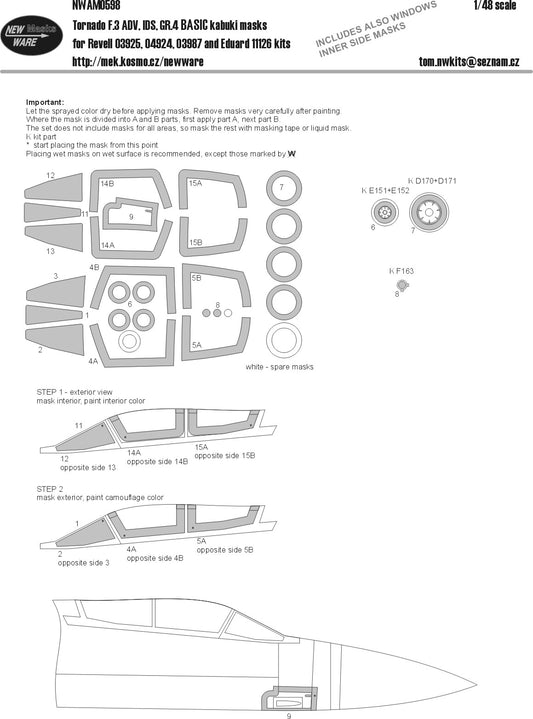 New Ware NWAM0598 1:48 Panavia Tornado Expert Kabuki Masks