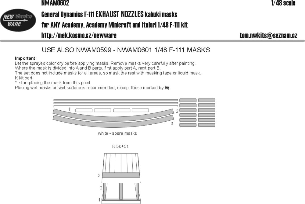 New Ware NWAM0602 1:48 General-Dynamics F-111 EXHAUST NOZZLES kabuki masks