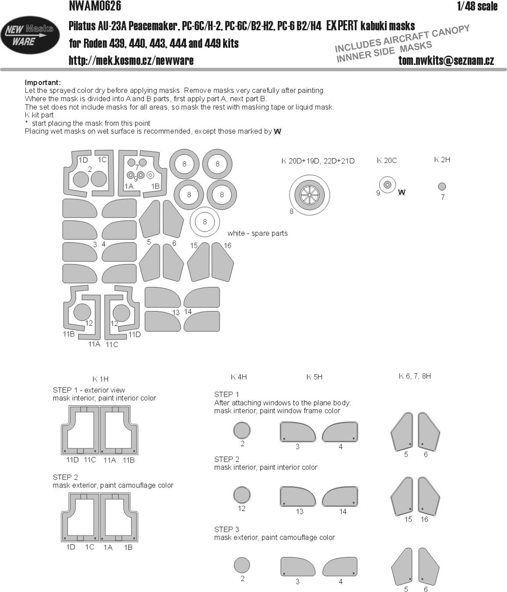 New Ware NWAM0626 1:48 Pilatus PC-6/UA-23A Expert Kabuki Masks