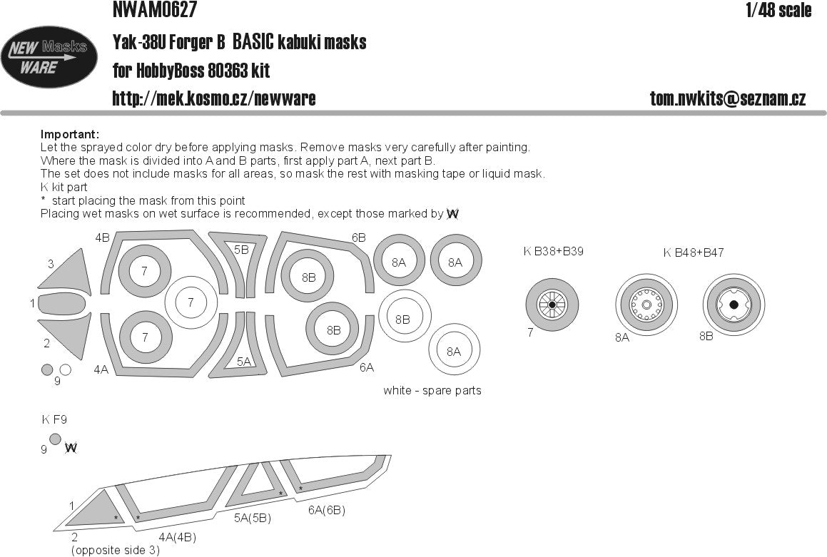 New Ware NWAM0627 1:48 Yak-38U Forger B Basic Kabuki Masks