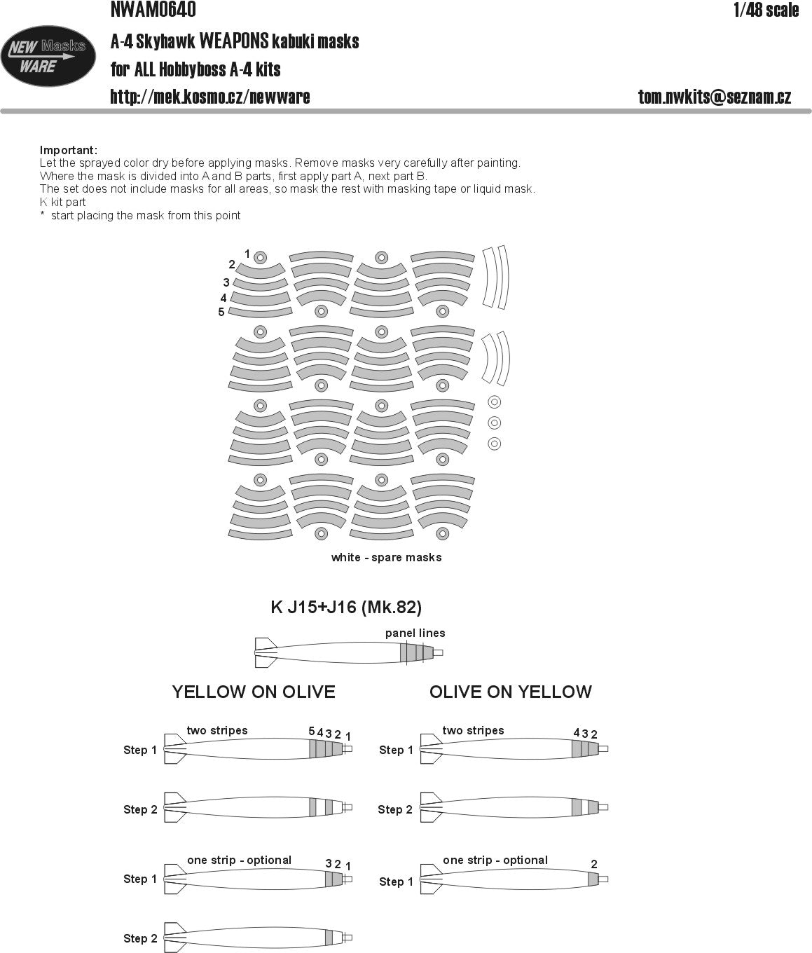 New Ware NWAM0640 1:48 Douglas A-4E/A-4F/A-4M Skyhawk WEAPONS kabuki masks