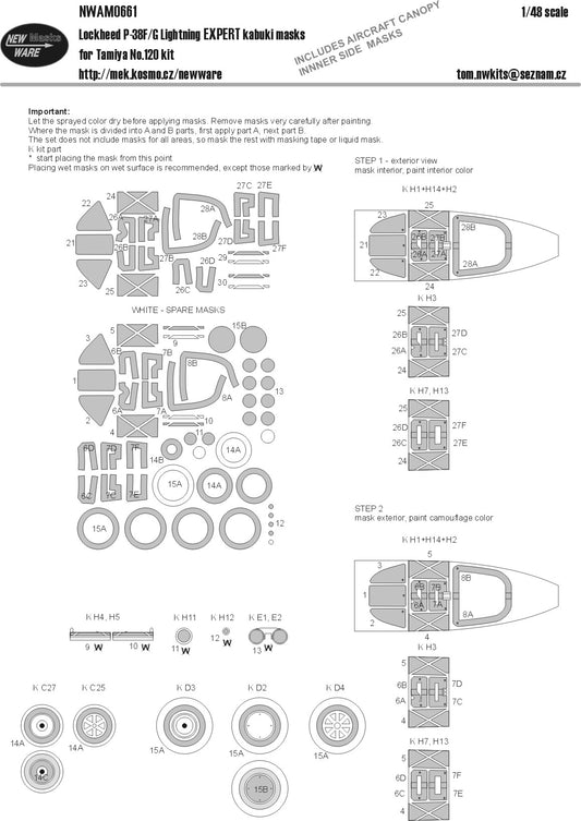 New Ware NWAM0661 1:48 P-38F/G Lightning Expert Kabuki Masks
