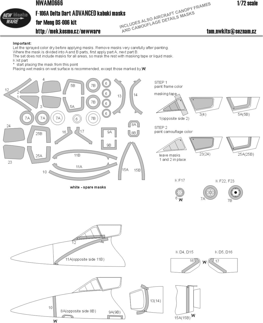 New Ware NWAM0666 1:72 Convair F-106A Delta Dart Advanced Masks