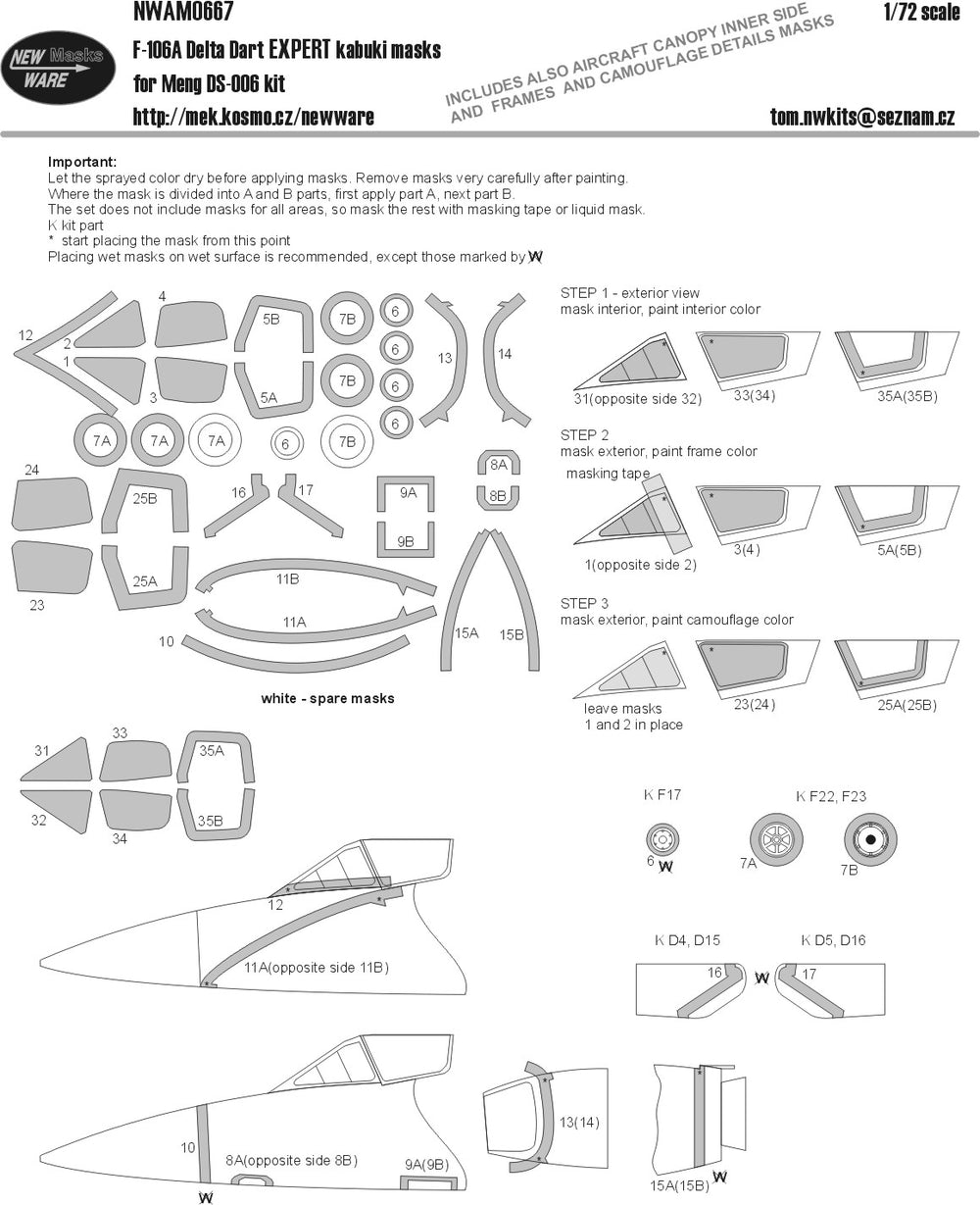 New Ware NWAM0667 1:72 Convair F-106A Delta Dart Expert Masks