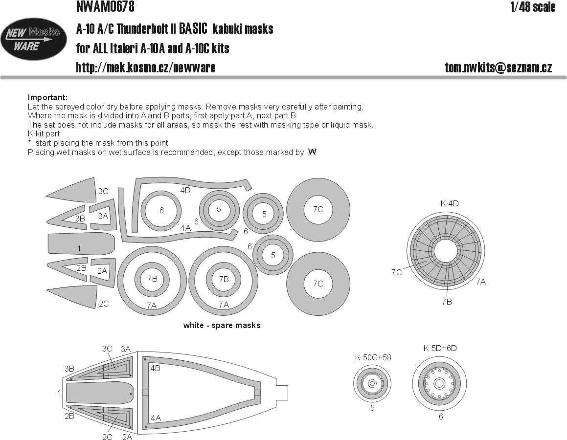 New Ware NWAM0678 1:48 A-10A/C Thunderbolt II Basic Kabuki Masks