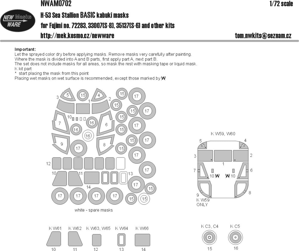 New Ware NWAM0702 1:72 H-53 Sea Stallion Basic Kabuki Masks