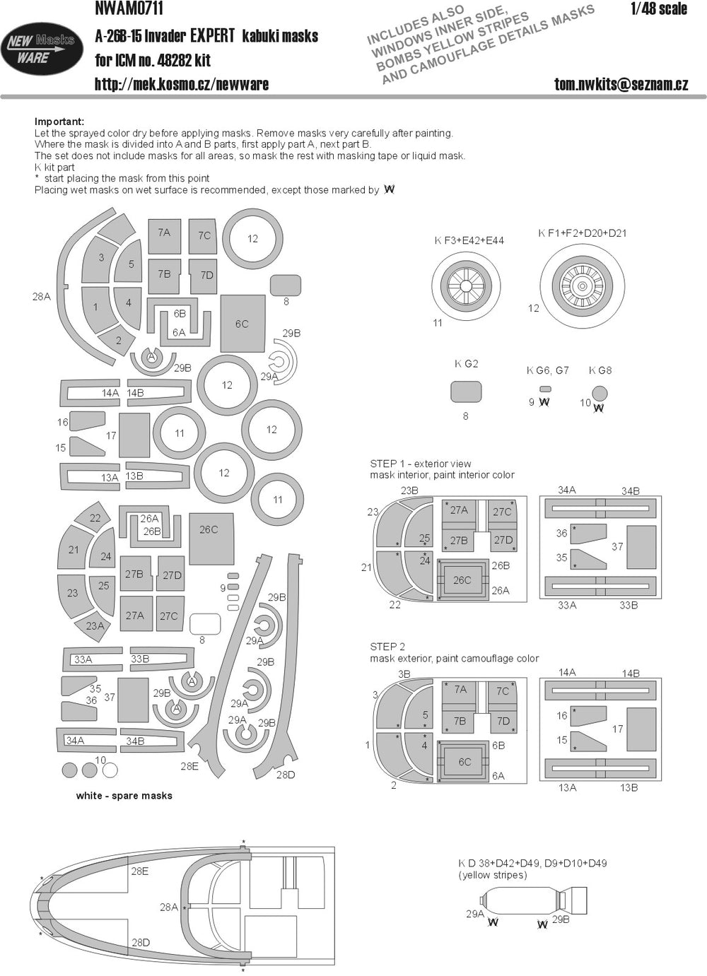 New Ware NWAM0711 1:48 A-26B-15 Invader Expert Kabuki Masks