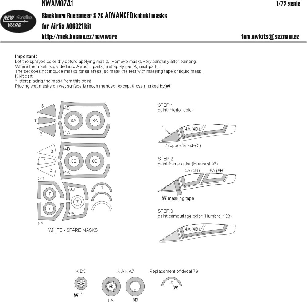 New Ware NWAM0741 1:72 Buccaneer S.2C Advanced Kabuki Masks