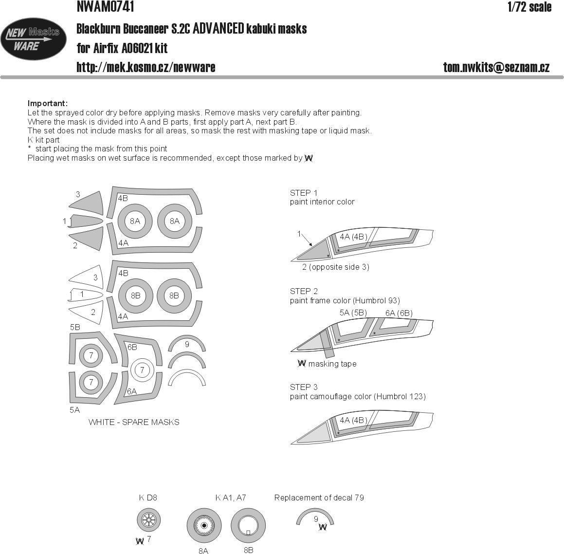 New Ware NWAM0741 1:72 Buccaneer S.2C Advanced Kabuki Masks