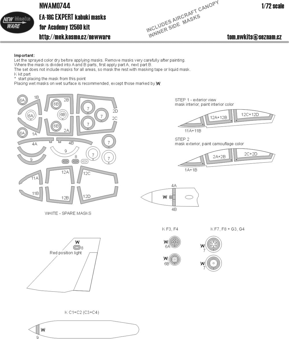 New Ware NWAM0744 1:72 E/A-18G Growler Expert Kabuki Masks