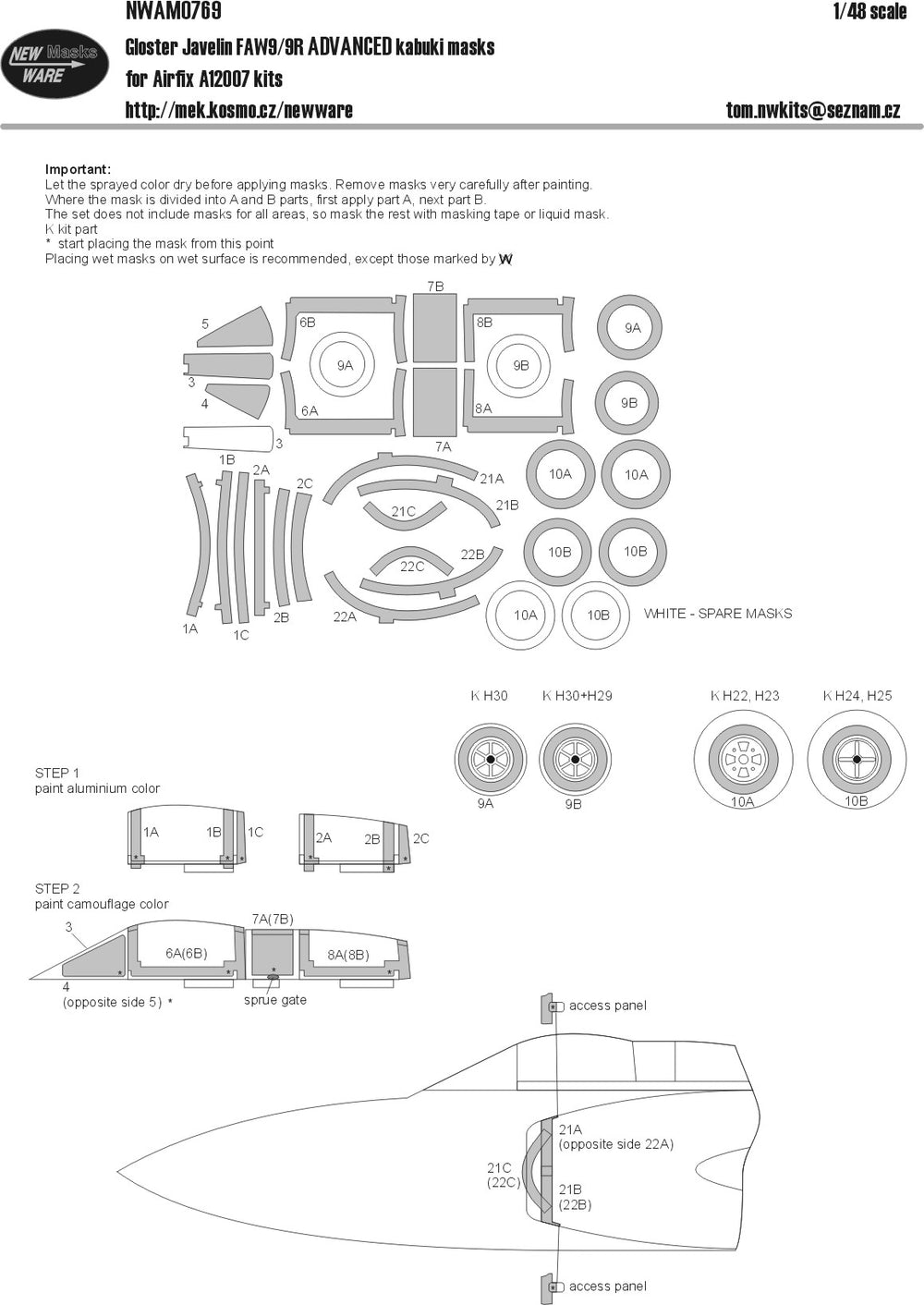 New Ware NWAM0769 1:48 Gloster Javelin FAW.9/R Advanced Masks