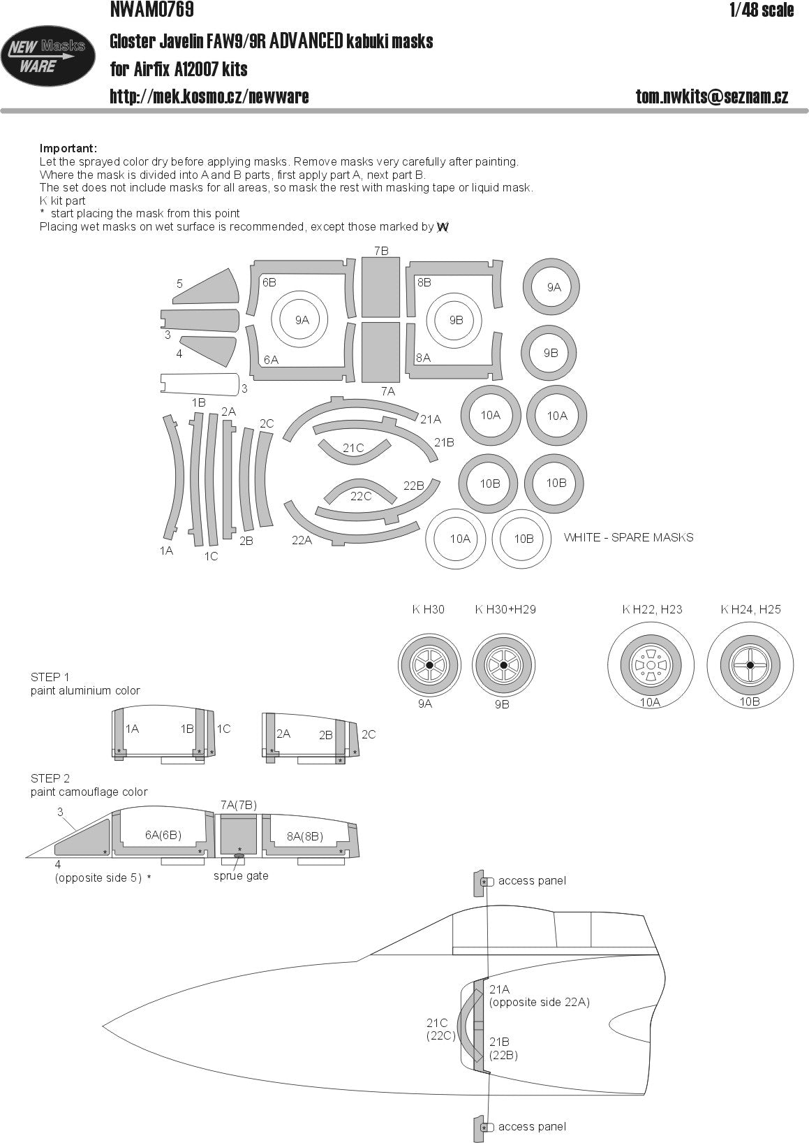 New Ware NWAM0769 1:48 Gloster Javelin FAW.9/R Advanced Masks
