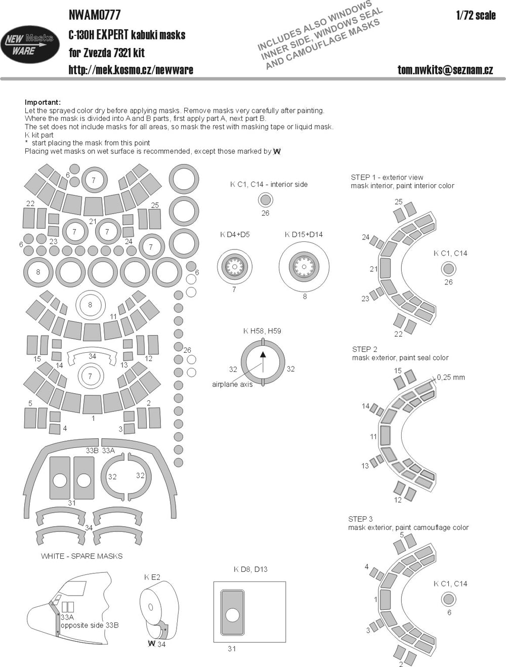 New Ware NWAM0777 1:72 C-130H Hercules Expert Kabuki Masks