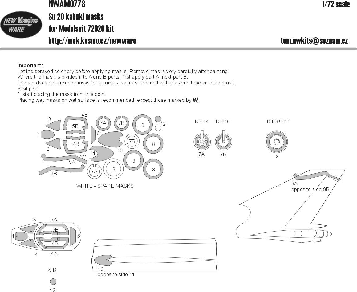 New Ware NWAM0778 1:72 Sukhoi Su-20 Kabuki Masks