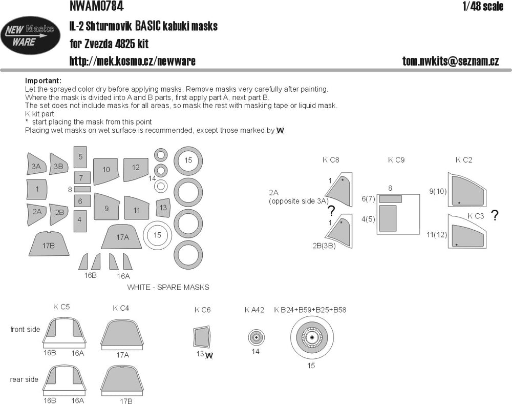 New Ware NWAM0784 1:48 Il-2 Stormovik Basic Kabuki Masks