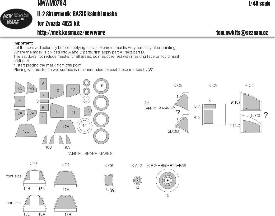 New Ware NWAM0784 1:48 Il-2 Stormovik Basic Kabuki Masks