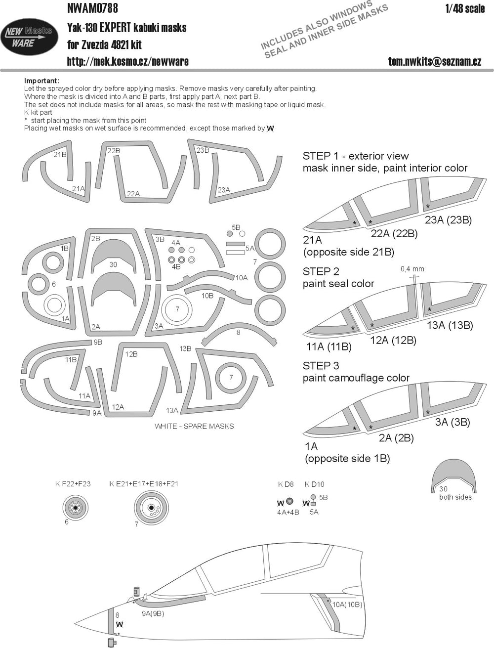 New Ware NWAM0788 1:48 Yakovlev Yak-130 Expert Kabuki Masks