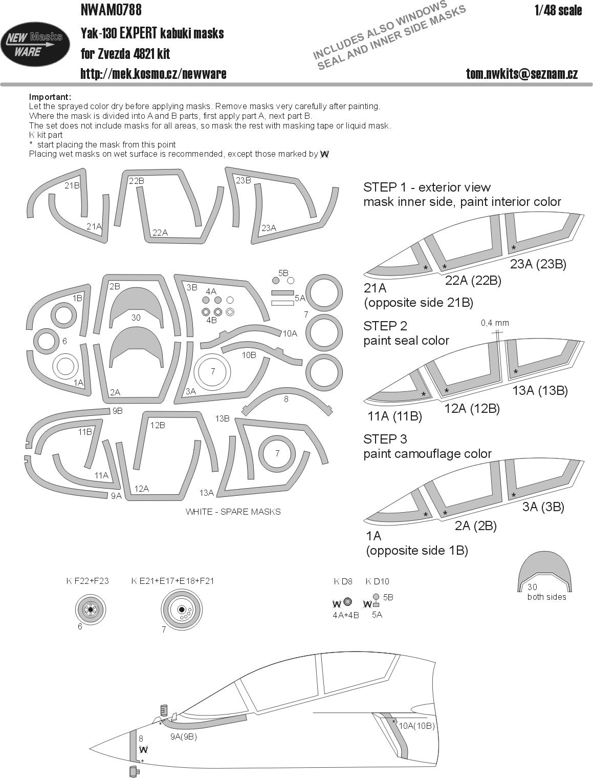 New Ware NWAM0788 1:48 Yakovlev Yak-130 Expert Kabuki Masks