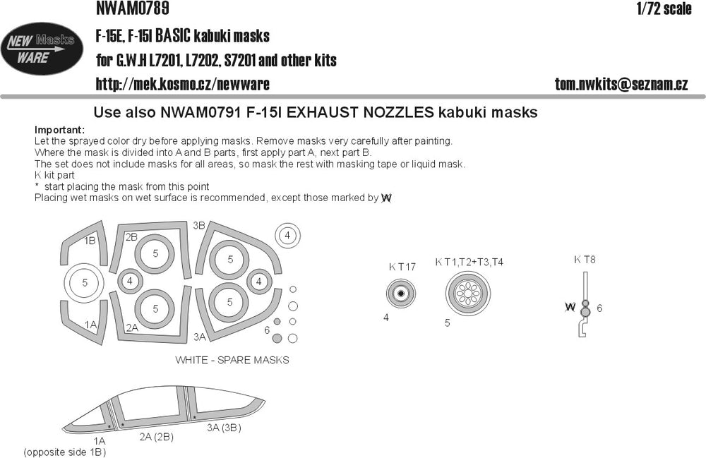 New Ware NWAM0789 1:72 F-15E / F-15I Eagle Basic Kabuki Masks