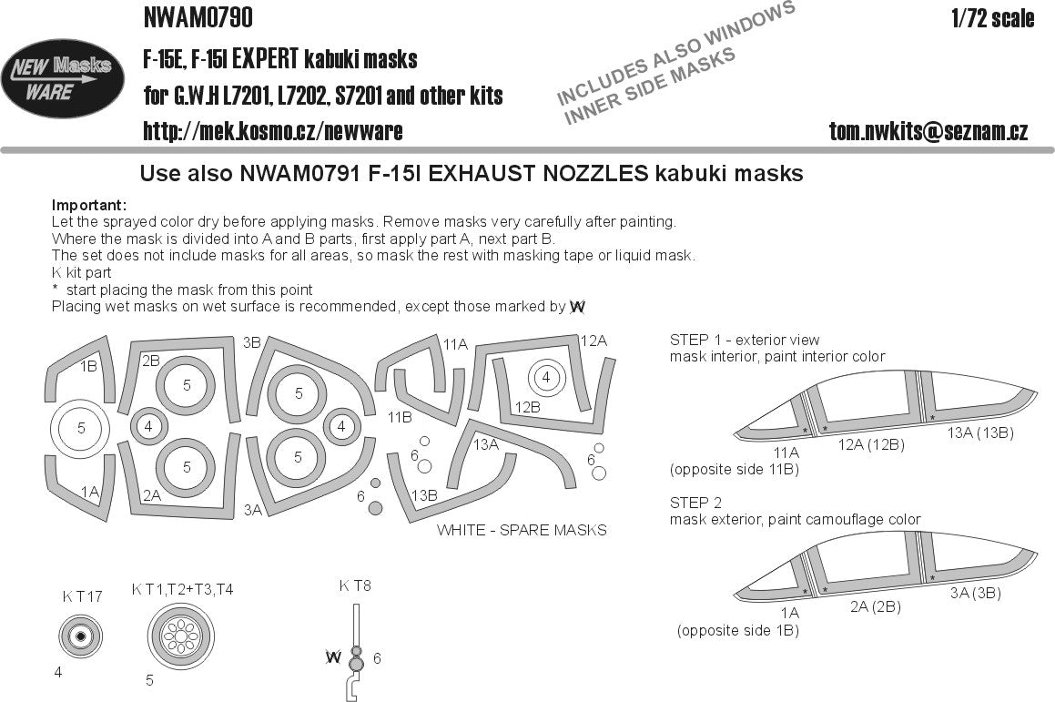 New Ware NWAM0790 1:72 F-15E / F-15I Eagle Expert Kabuki Masks