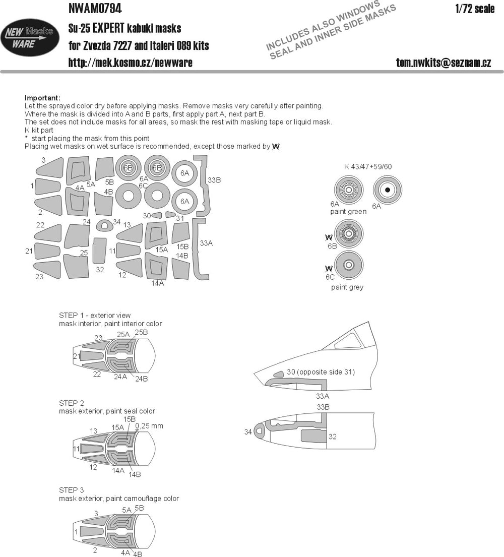 New Ware NWAM0794 1:72 Su-25 Frogfoot Expert Kabuki Masks