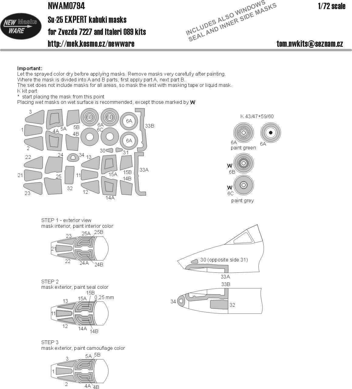 New Ware NWAM0794 1:72 Su-25 Frogfoot Expert Kabuki Masks