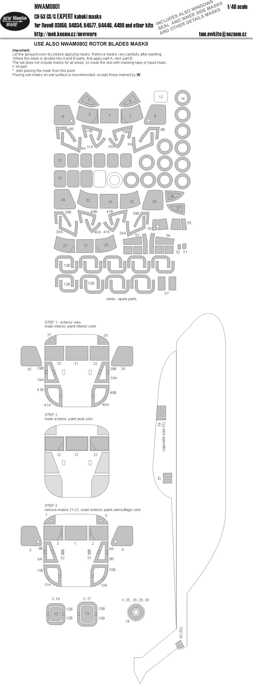 New Ware NWAM0801 1:48 CH-53GS/G Expert Kabuki Masks