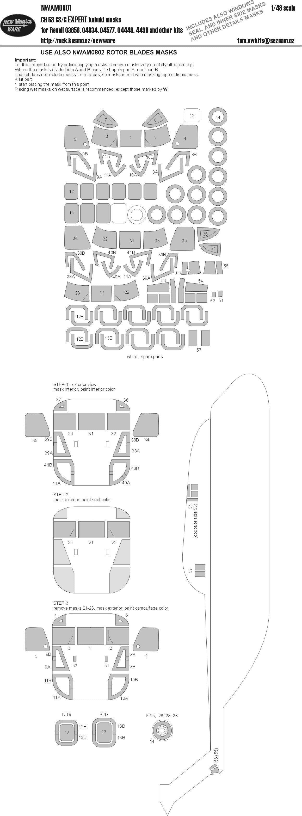 New Ware NWAM0801 1:48 CH-53GS/G Expert Kabuki Masks