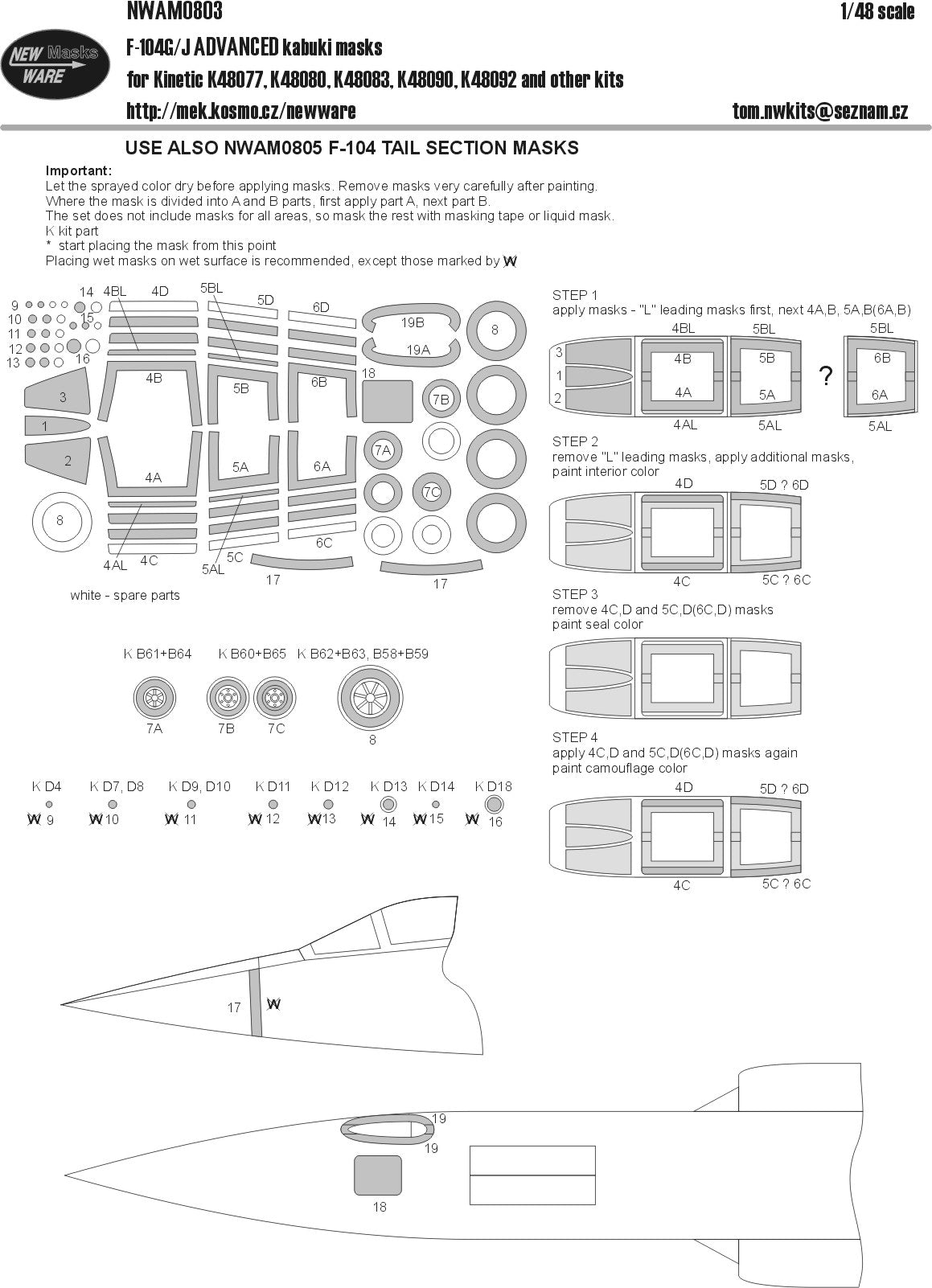 New Ware NWAM0803 1:48 F-104G/J Starfighter Advanced Masks
