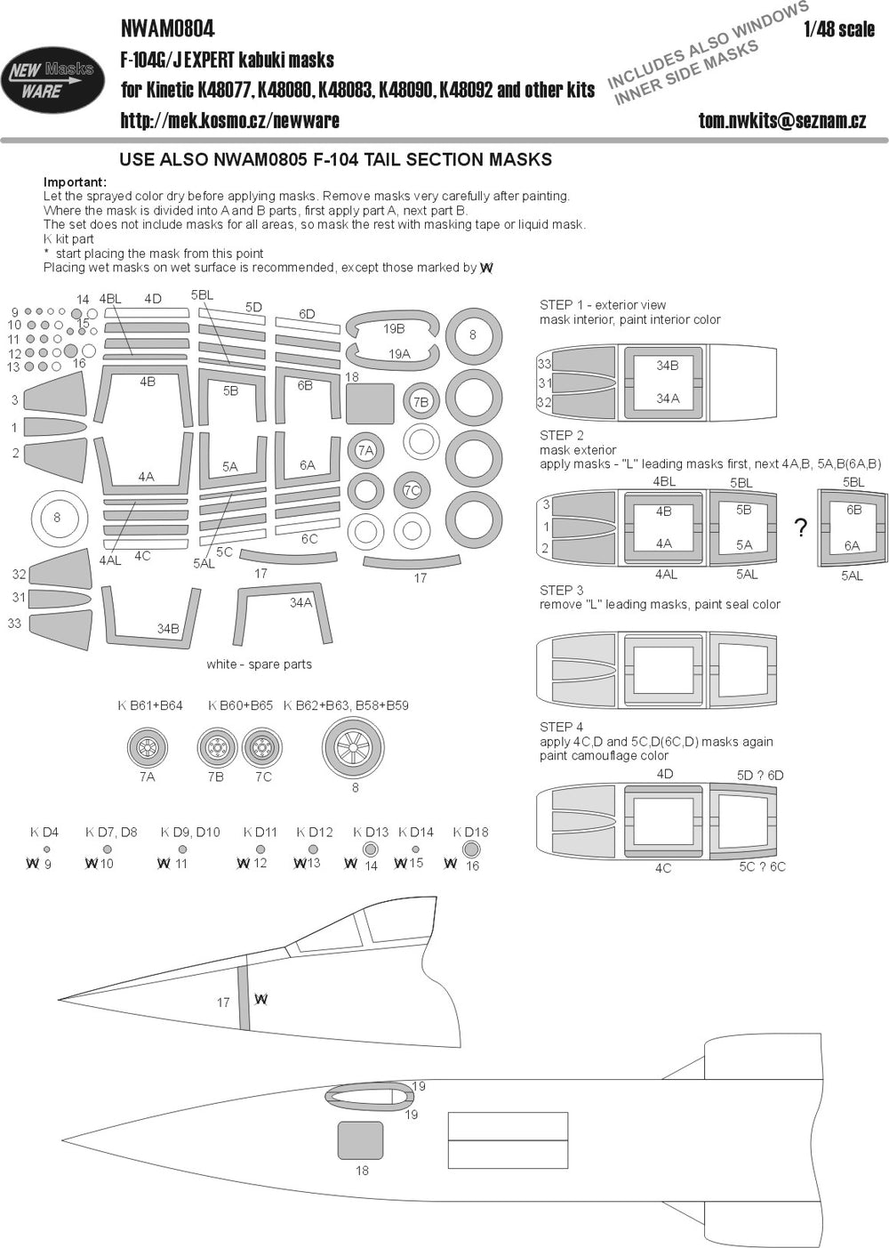 New Ware NWAM0804 1:48 F-104G/J Starfighter Expert Masks