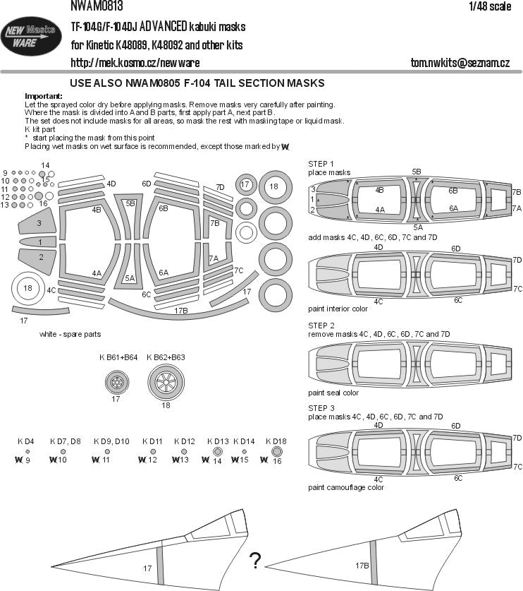 New Ware NWAM0813 1:48 TF-104G/F-104DJ Advanced Masks
