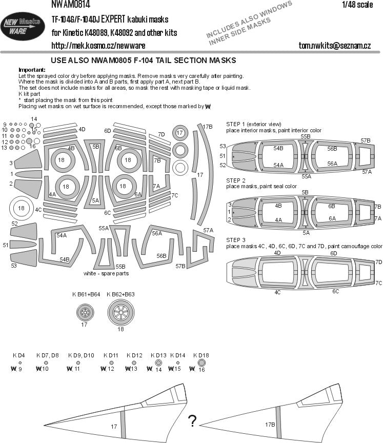 New Ware NWAM0814 1:48 TF-104G/F-104DJ Expert Masks