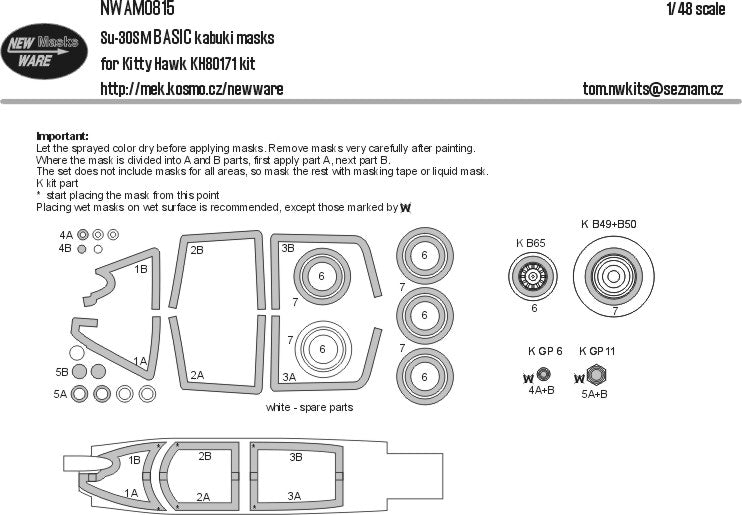 New Ware NWAM0815 1:48 Su-30SM Basic Kabuki Masks