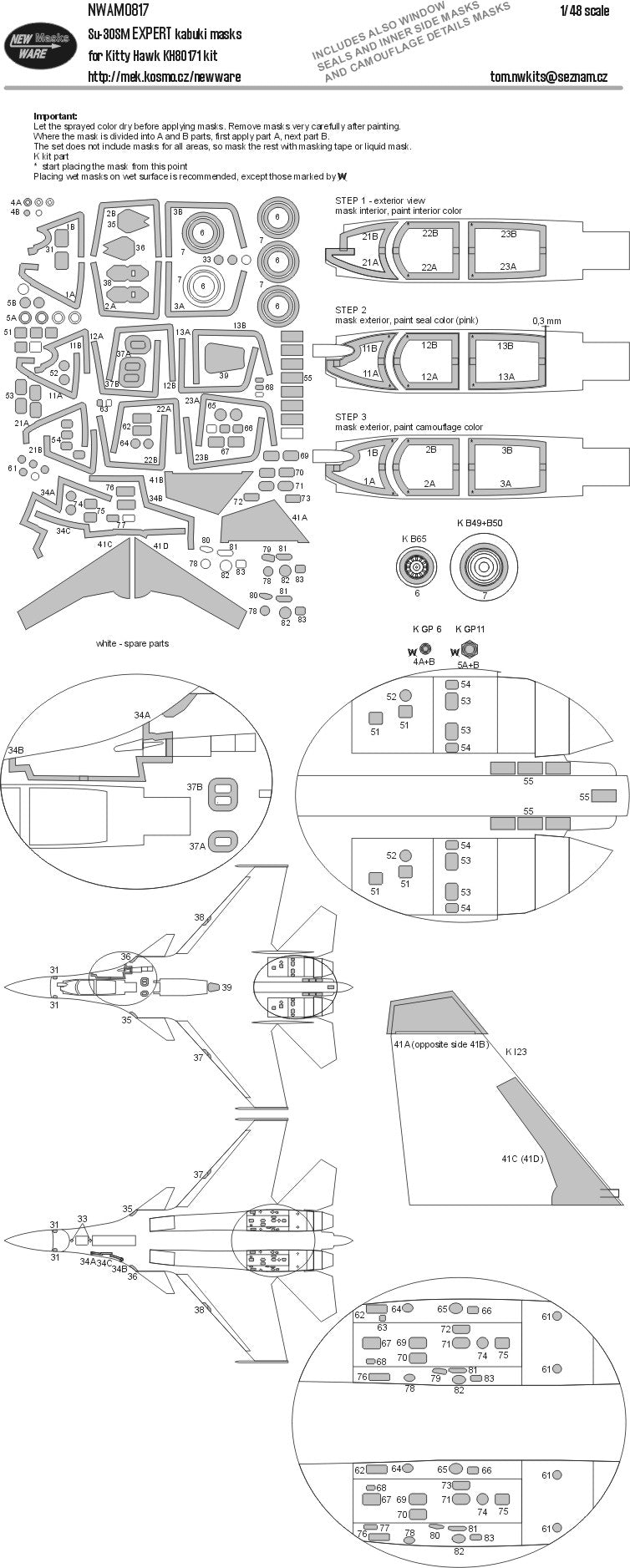 New Ware NWAM0817 1:48 Su-30SM Expert Kabuki Masks