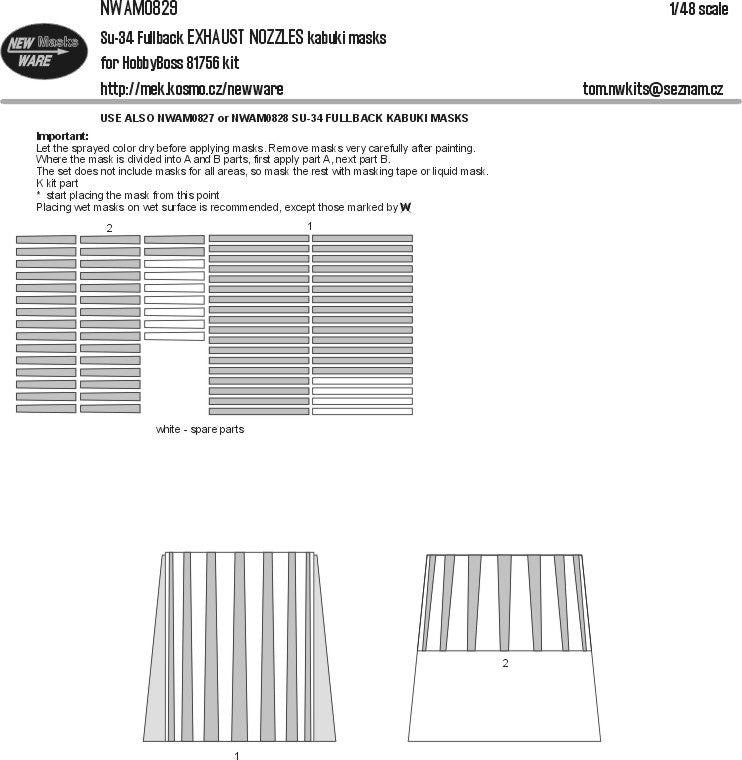 New Ware NWAM0829 1:48 Sukhoi Su-34 Fullback EXHAUST NOZZLES kabuki masks