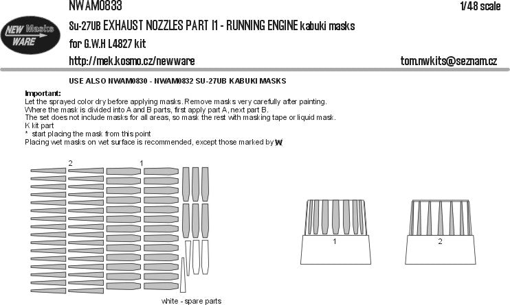 New Ware NWAM0833 1:48 Sukhoi Su-27UB EXHAUST NOZZLES PART I1