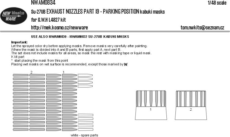 New Ware NWAM0834 1:48 Sukhoi Su-27UB EXHAUST NOZZLES PART I9