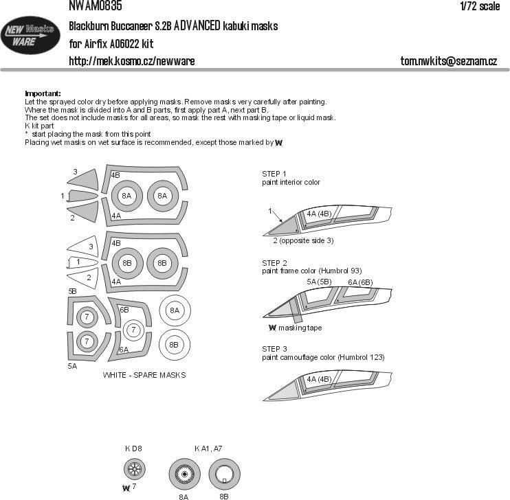 New Ware NWAM0835 1:72 Buccaneer S.2B Advanced Kabuki Masks