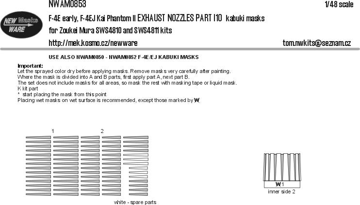 New Ware NWAM0853 1:48 F-4E Early/EJ Kai Exhaust Nozzle Masks