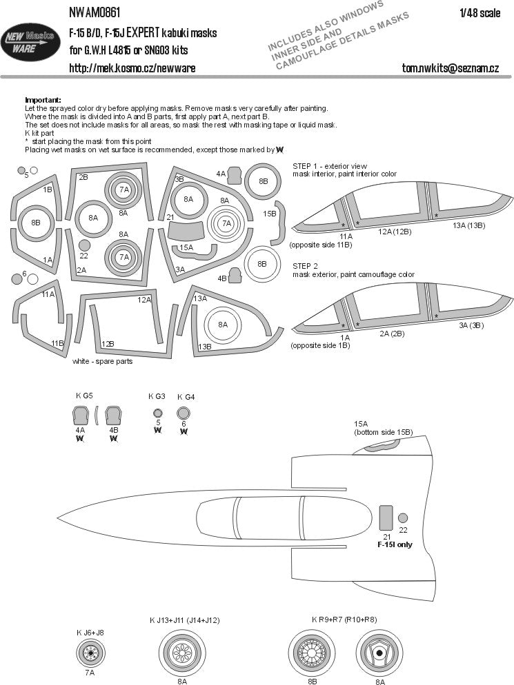 New Ware NWAM0861 1:48 McDonnell F-15B/D, F-15J Eagle EXPERT