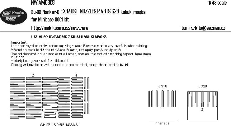New Ware NWAM0868 1:48 Sukhoi Su-33 Flanker-D EXHAUST NOZZLES PARTS G28 kabuki
