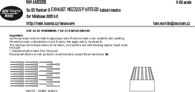 New Ware NWAM0869 1:48 Su-33 Exhaust Nozzles + Masks