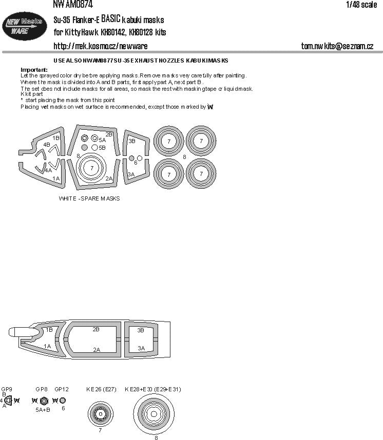 New Ware NWAM0874 1:48 Sukhoi Su-35 Flanker-E BASIC mask