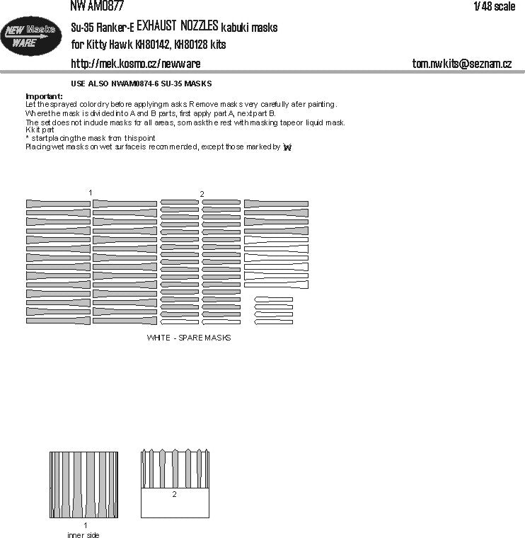 New Ware NWAM0877 1:48 Sukhoi Su-35 Flanker-E EXHAUST NOZZLES